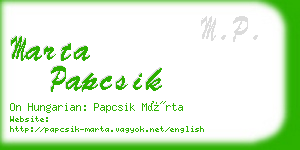 marta papcsik business card